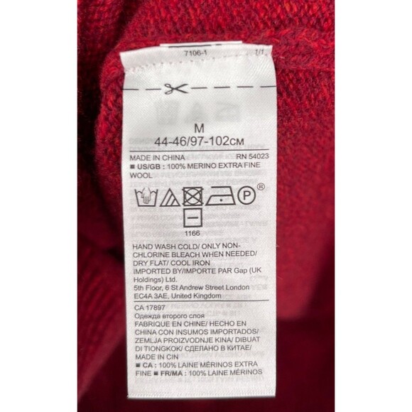 Banana Republic Sweater Men's Size Medium Red 100% Merino Wool Long Sleeve - Picture 5 of 5